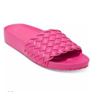 Pink Woven Slide Sandals